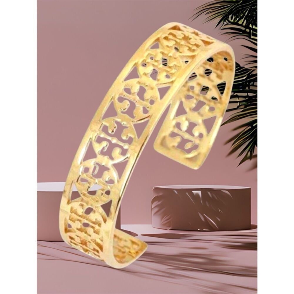 TORY BURCH OPEN BRACELET CUFF 18K GOLD/BRASS